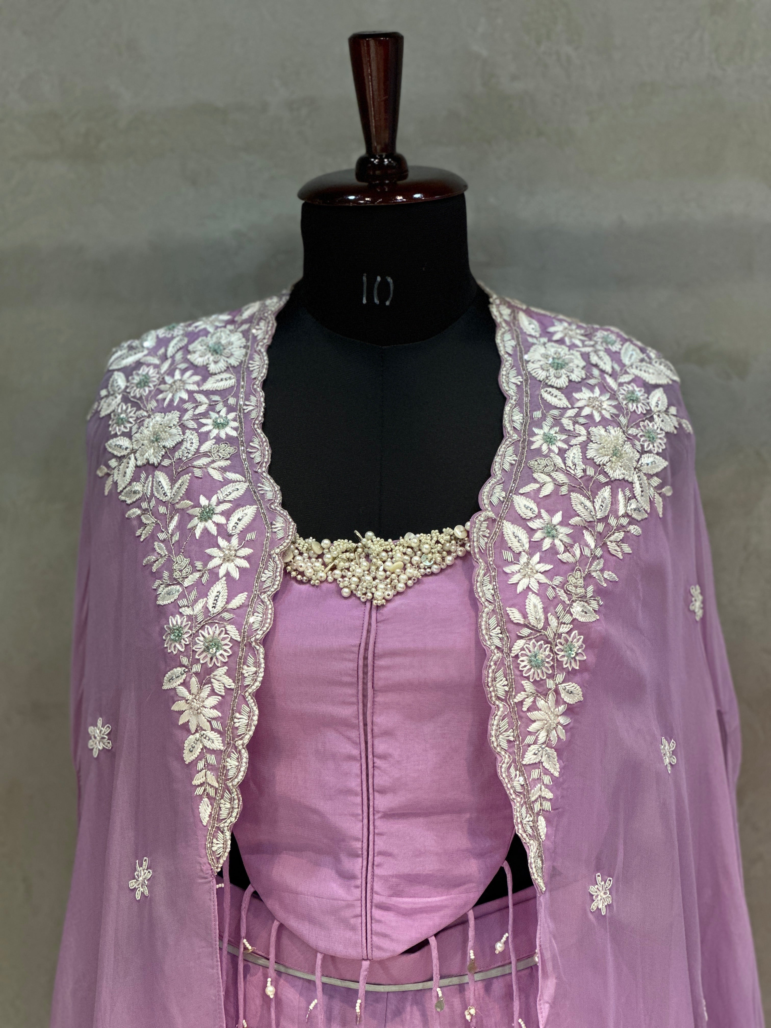 PURE ORGANZA PLAZO SET WITH BEAUTIFUL PEARLS HANDWORK