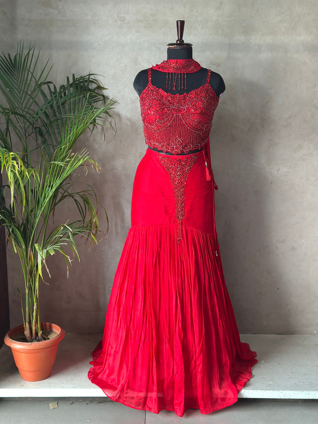 PREMIUM HANDWORK FISH CUT LEHNGA SET