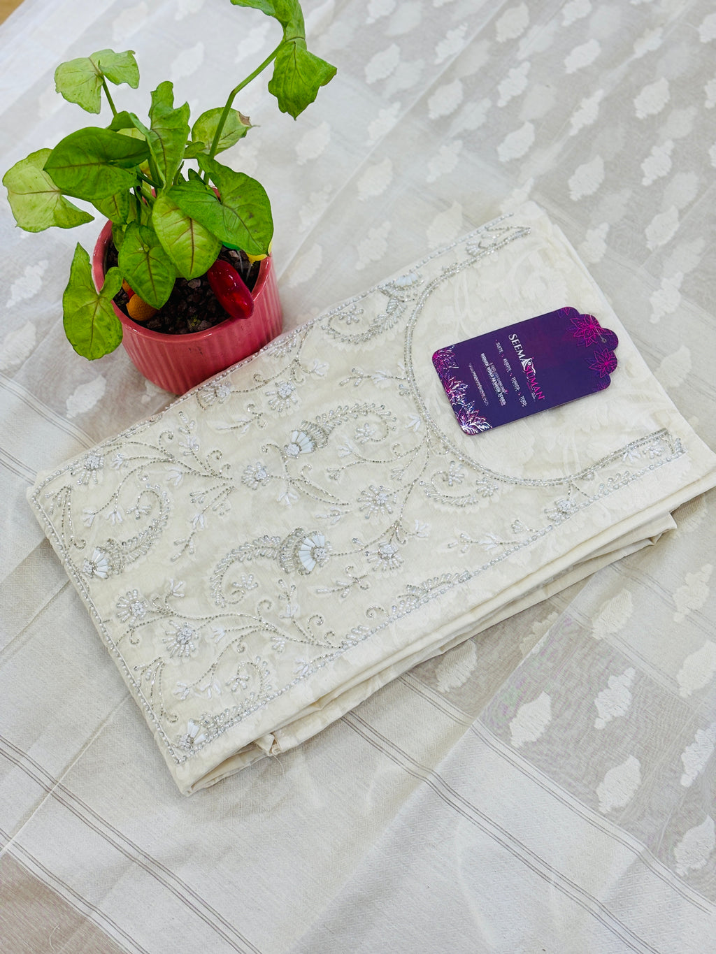 Unstitched Handwork Straight Suit Set