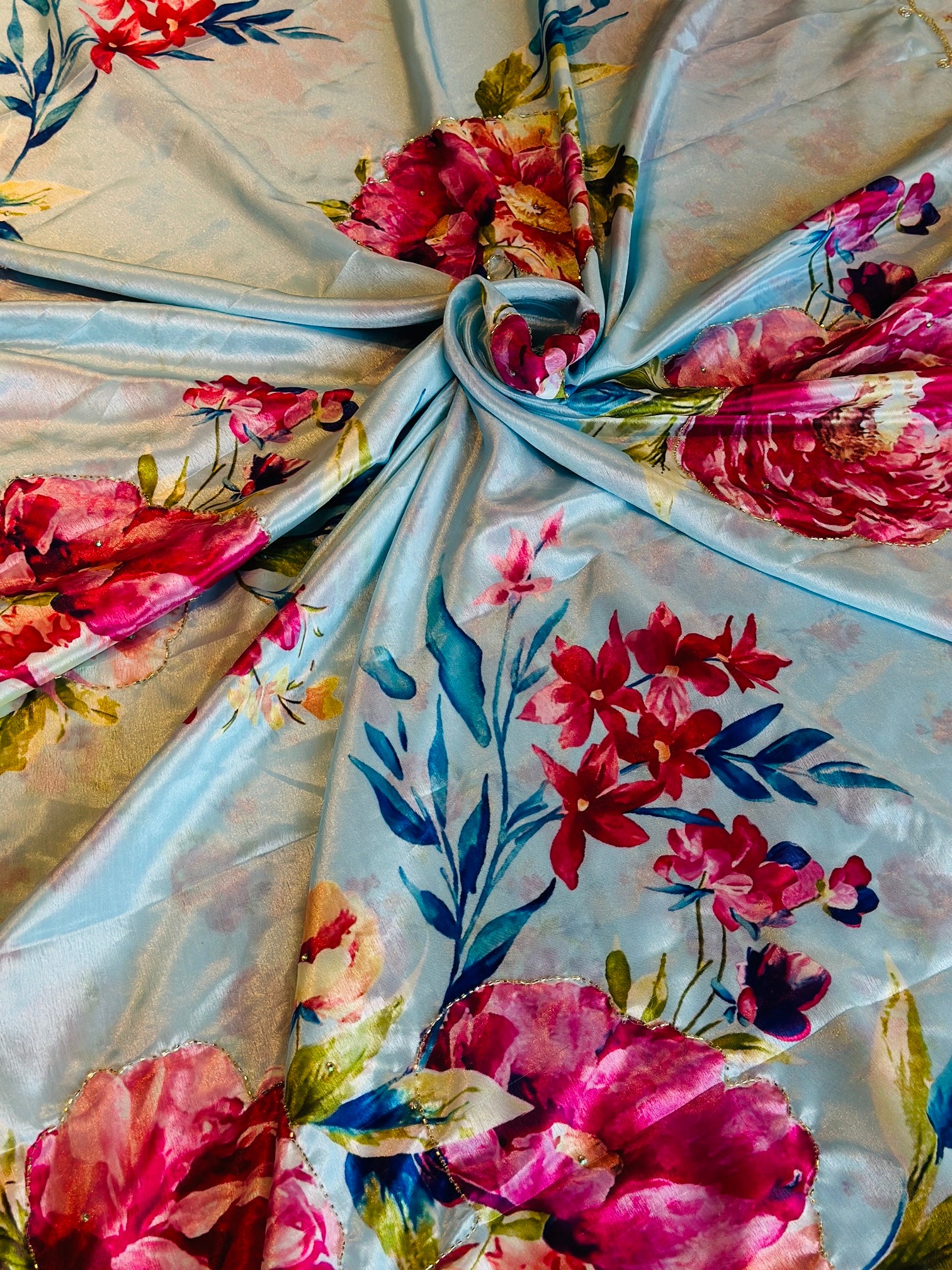 PREMIUM FLORAL SAREE WITH HANDWORK