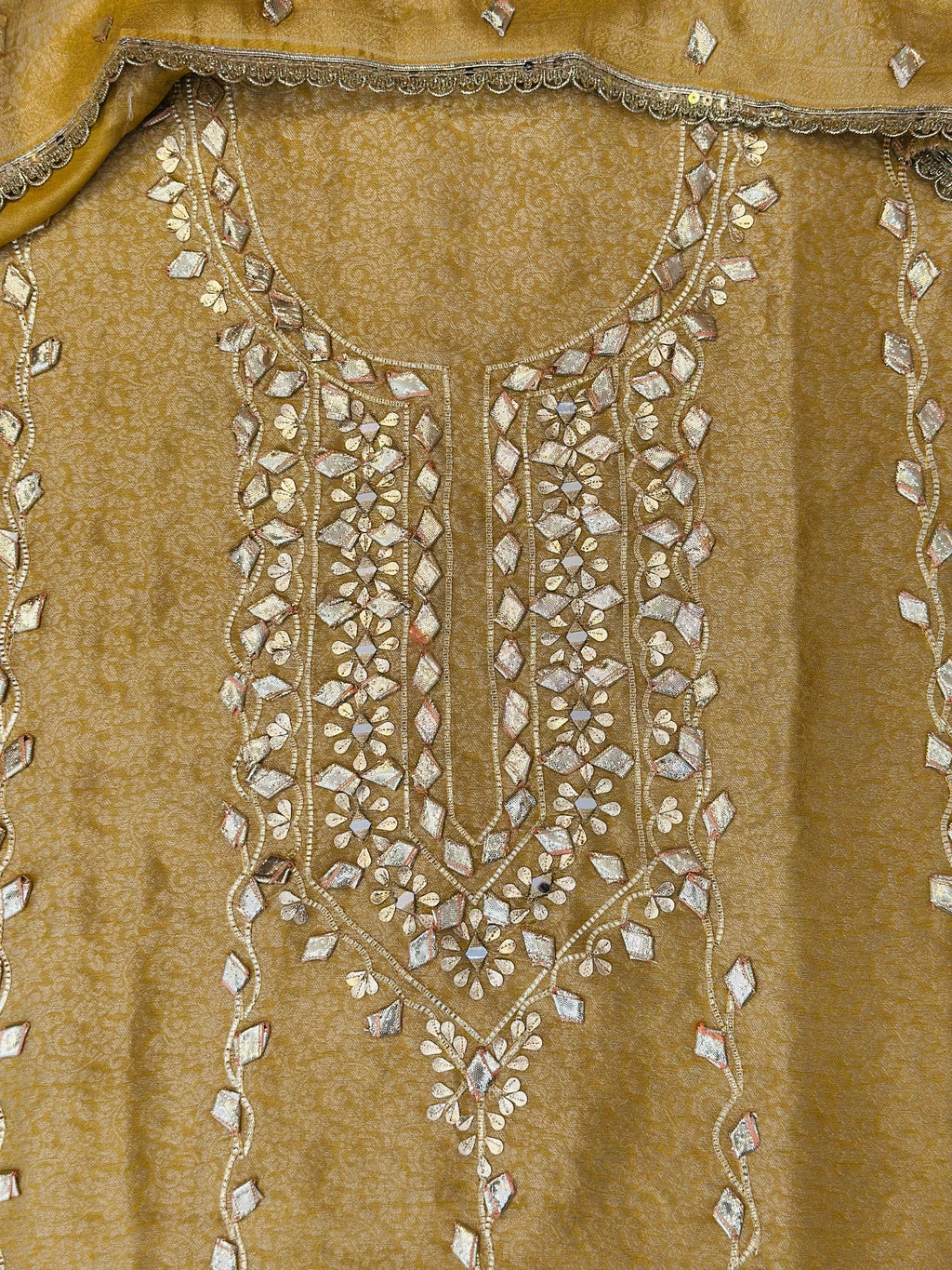 Premium Gota Patti Handwork Unstitched Suit Set
