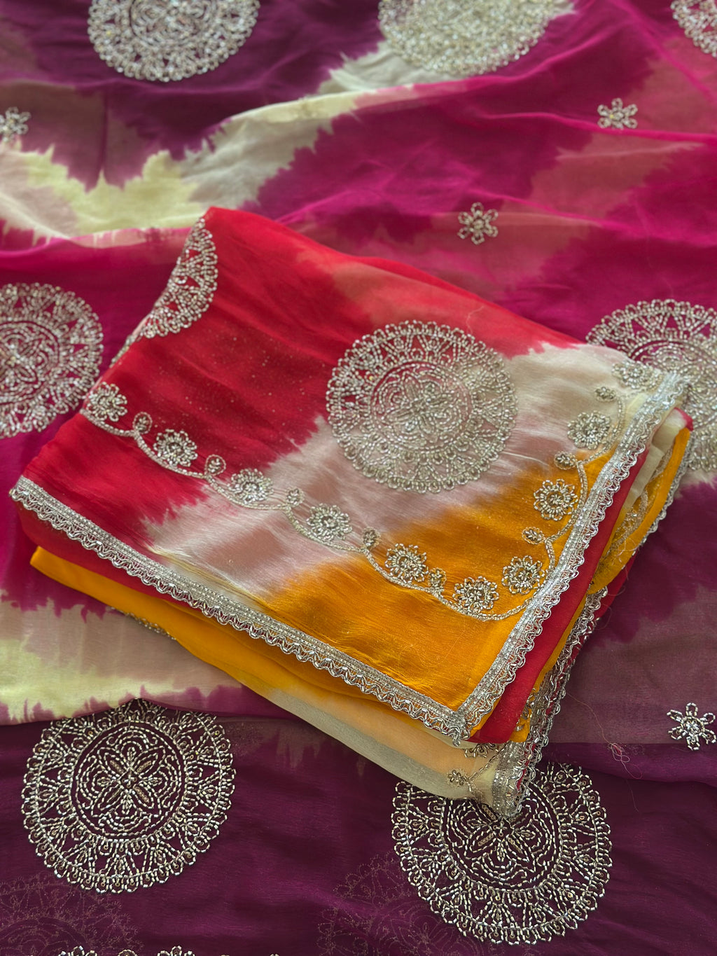 Premium Tie & Dye Chiffon Saree