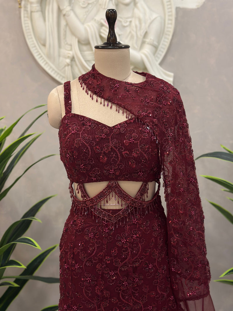 Designer One Shoulder Lehenga Set