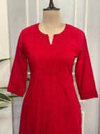 Elegant Cotton Embroidered Kurta Set with Dupatta