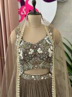 Designer Handwork Blouse Lehenga with Pleated Skirt