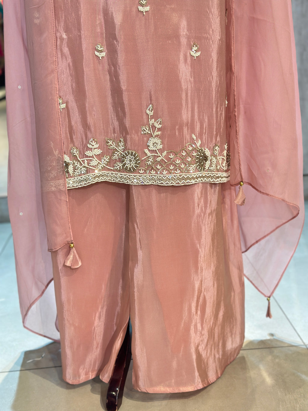 PURE ZARI TISSUE HANDWORK STRAIGHT SUIT SET
