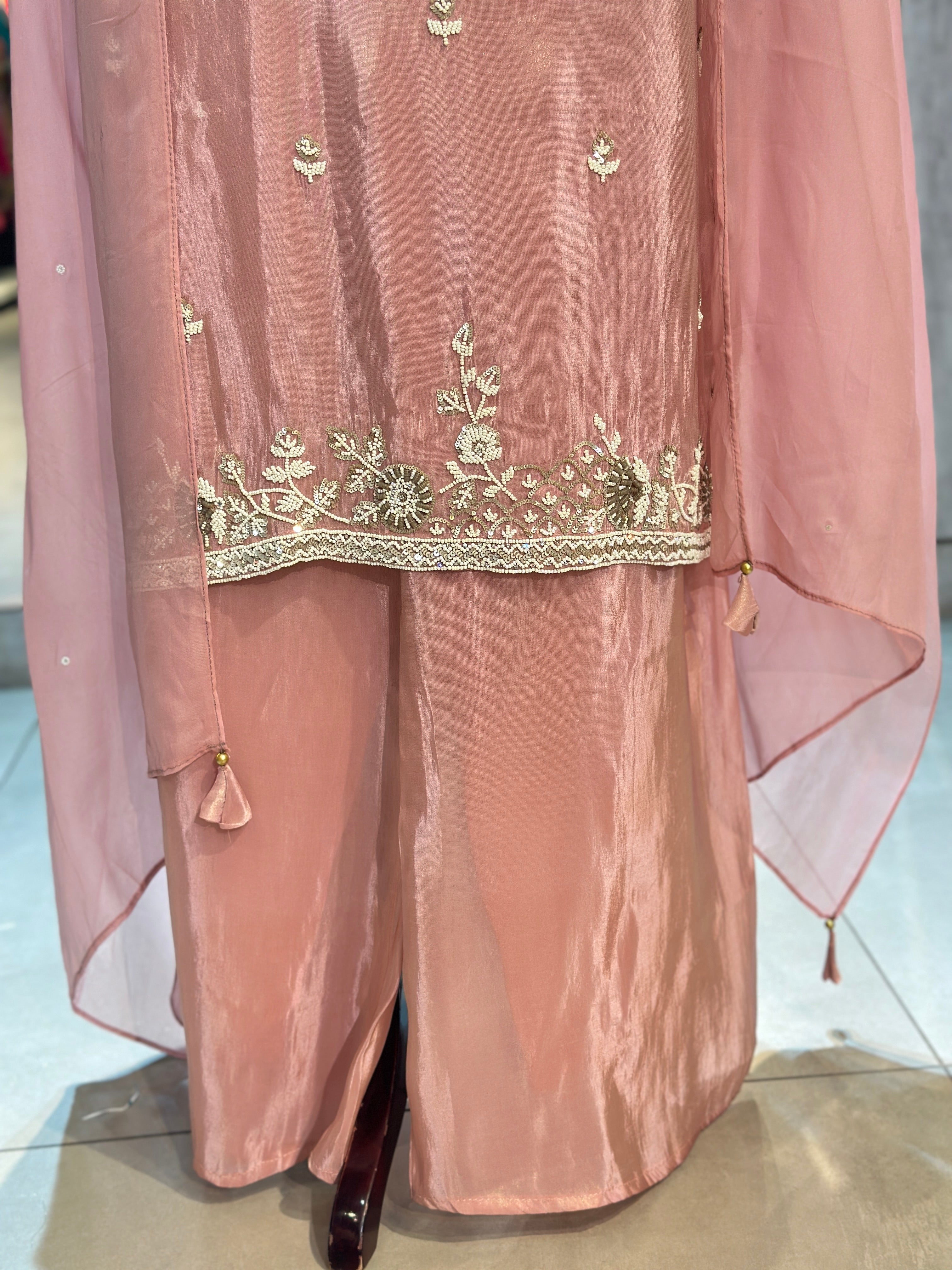 PURE ZARI TISSUE HANDWORK STRAIGHT SUIT SET