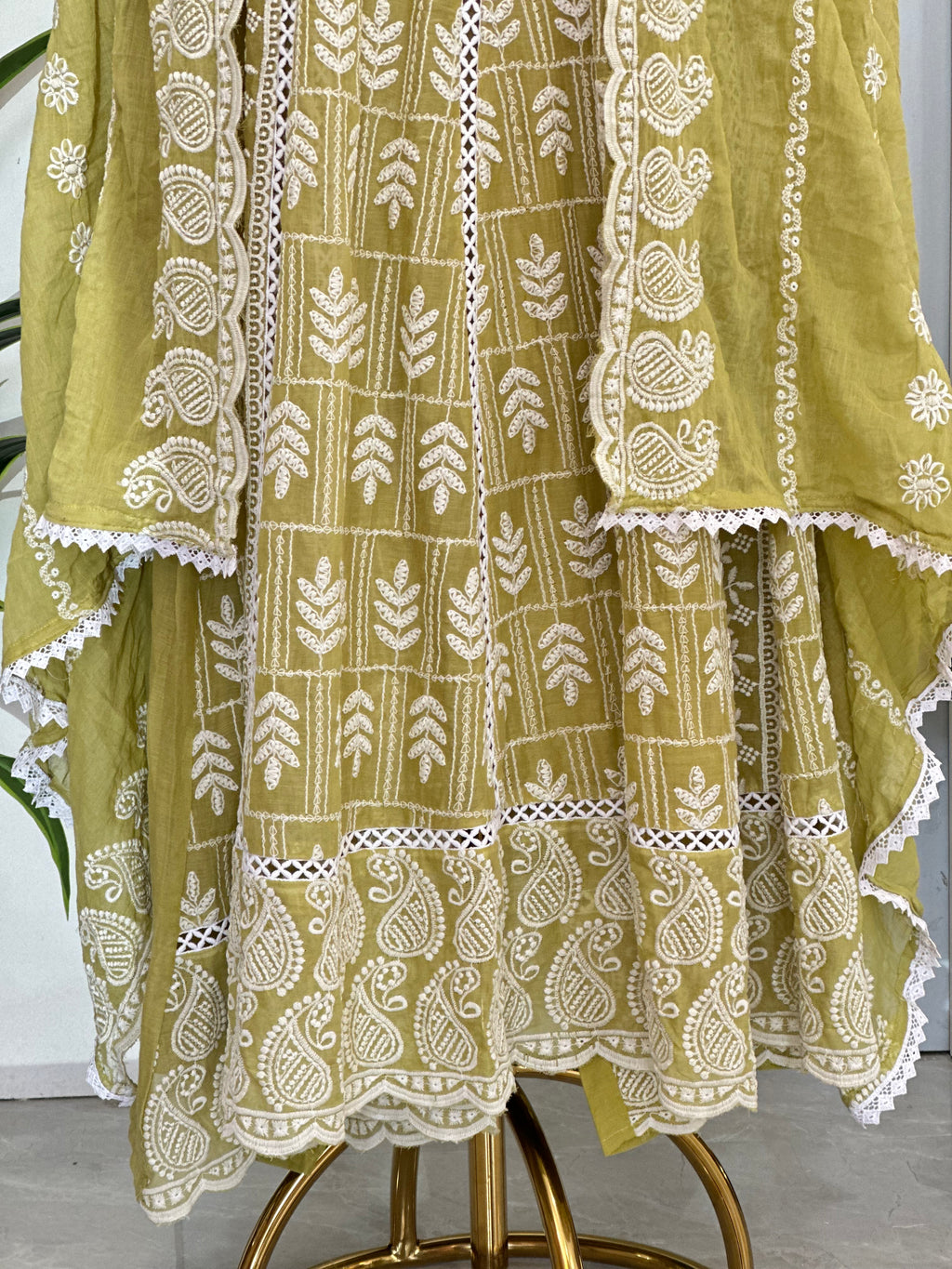 Chikankari Suit In Anarkali Pattern