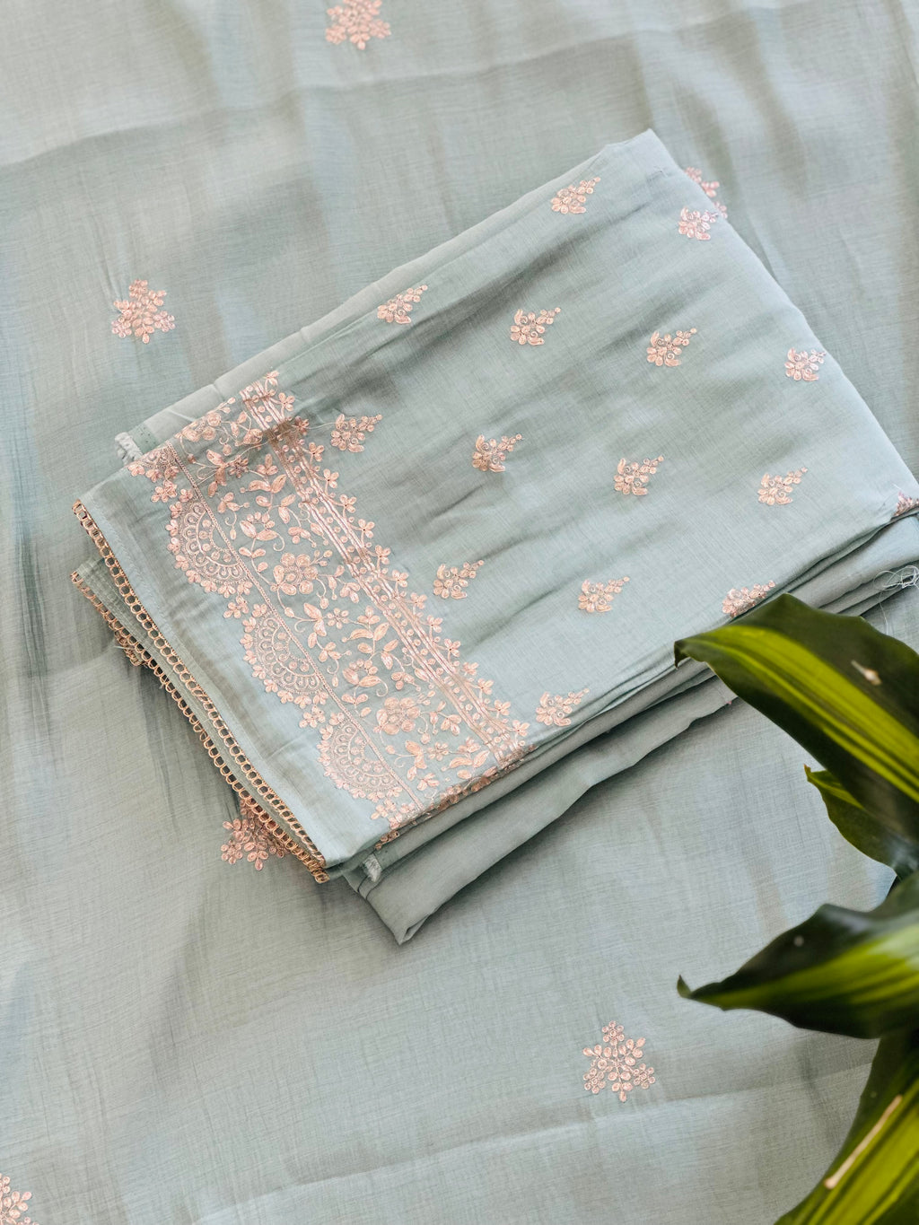 Beautiful Unstitched Suit Set in pitten work