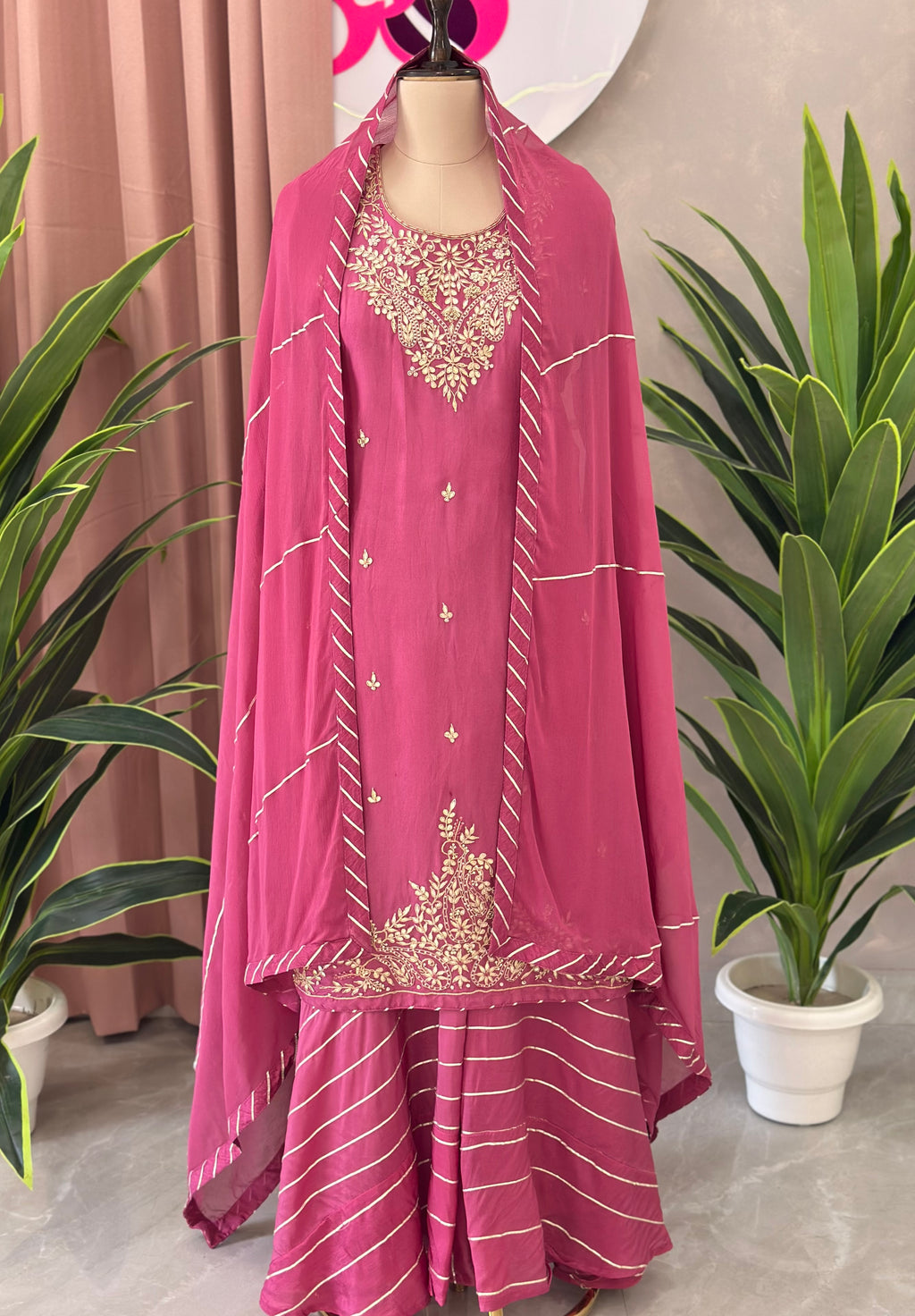 Festive Handwork Kurta Plazo With Dupatta