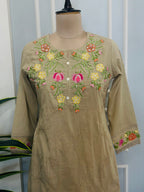 Floral Thread Work Kurta Pant Set With Dupatta