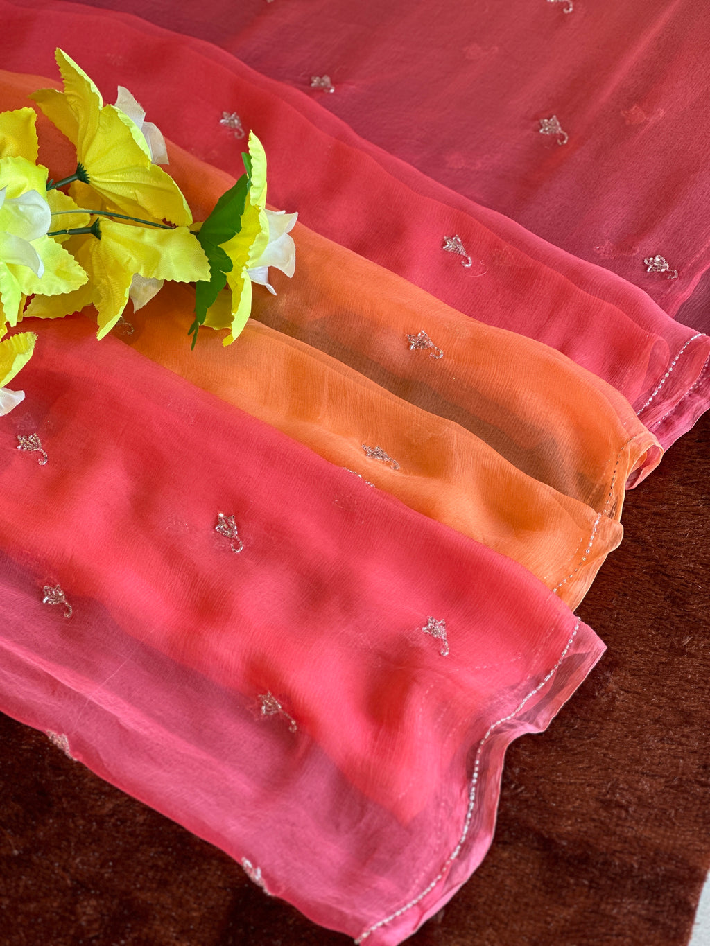 PREMIUM PURE CHIFFON HANDWORK SAREE