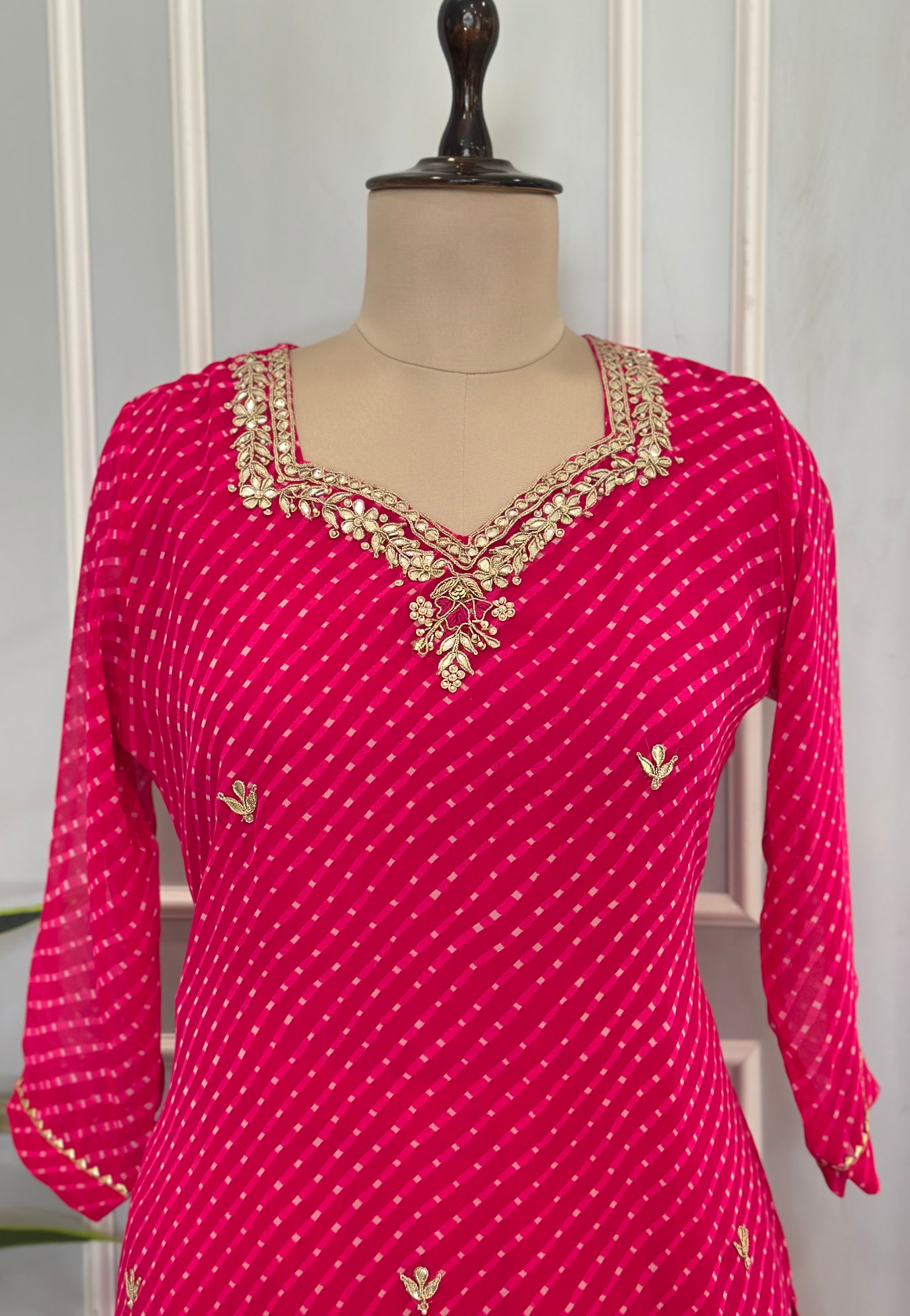 Elegant Ethnic Suit Set with Handwork Neckline