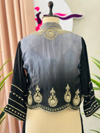 Black Handworked Three-Piece Indo-Western Set