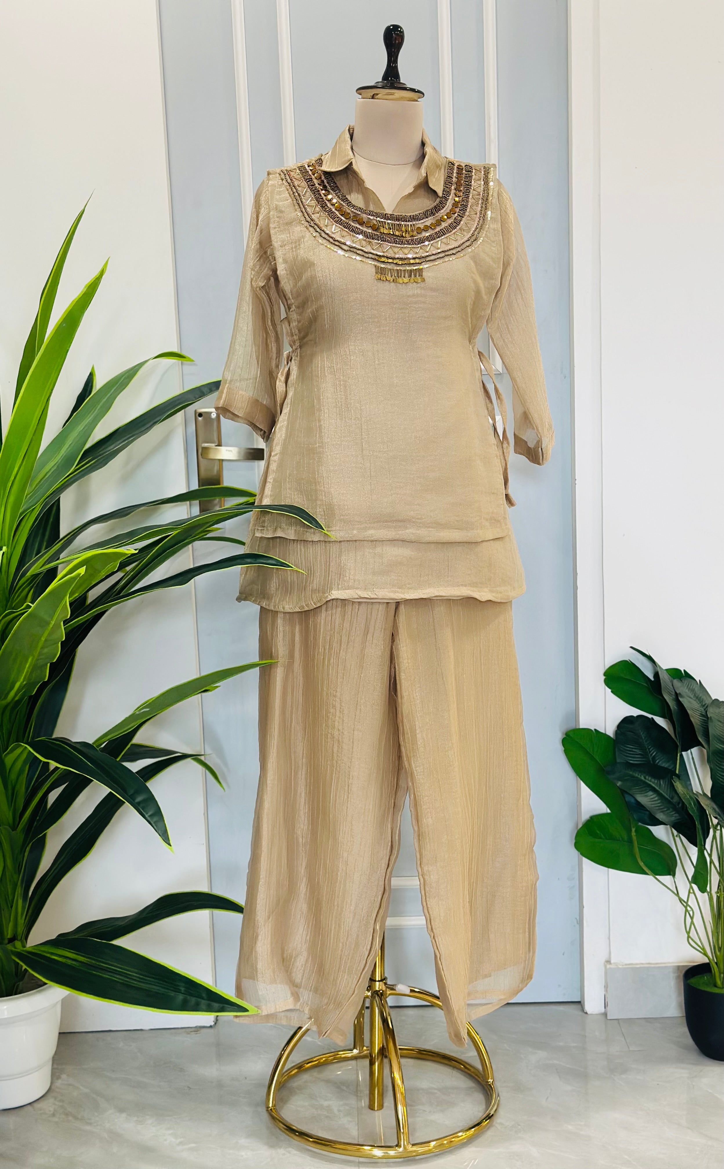 Handcrafted Neck Detail Co-Ord Set