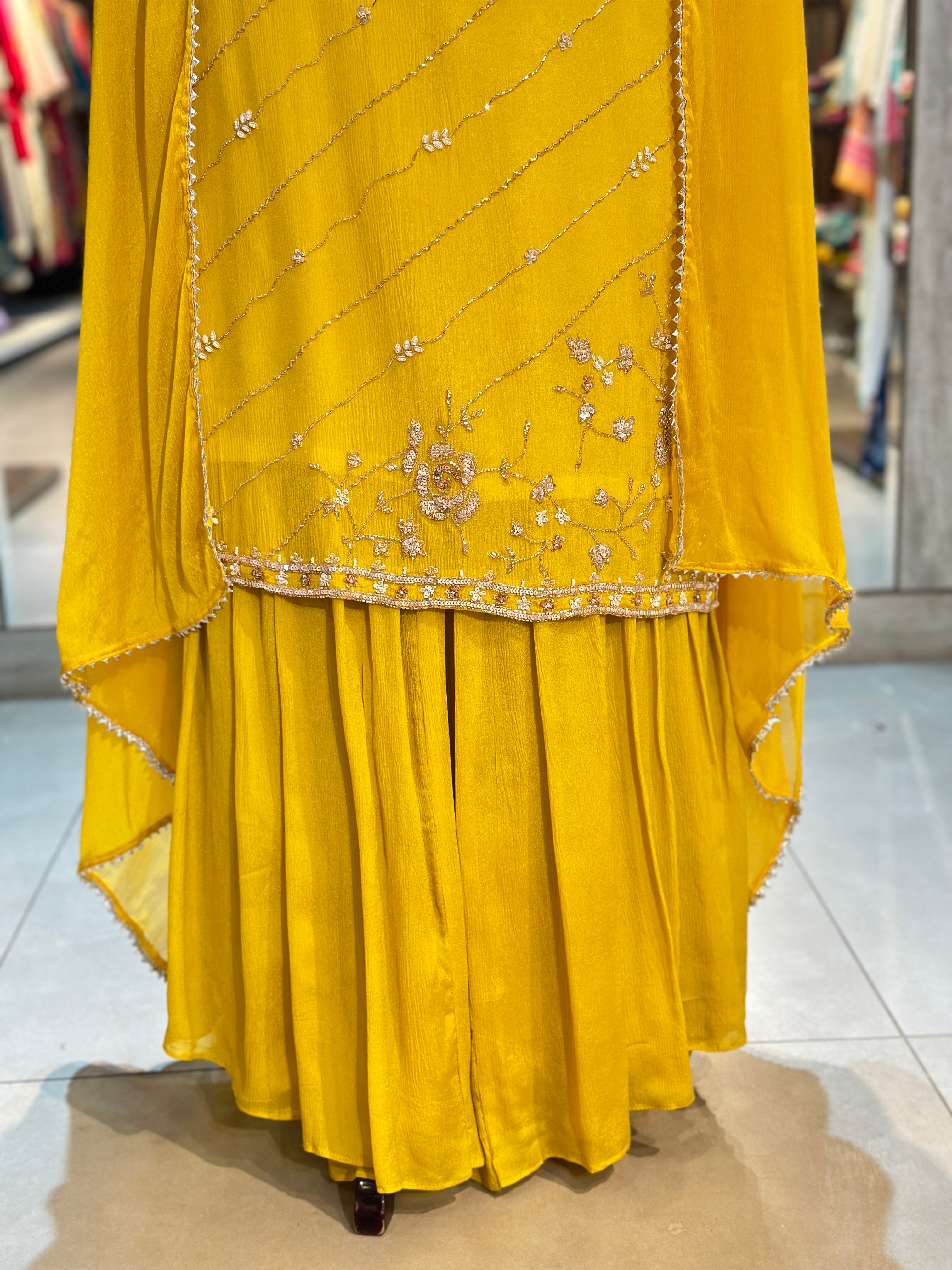 PURE CHINON HANDWORK STRAIGHT SUIT