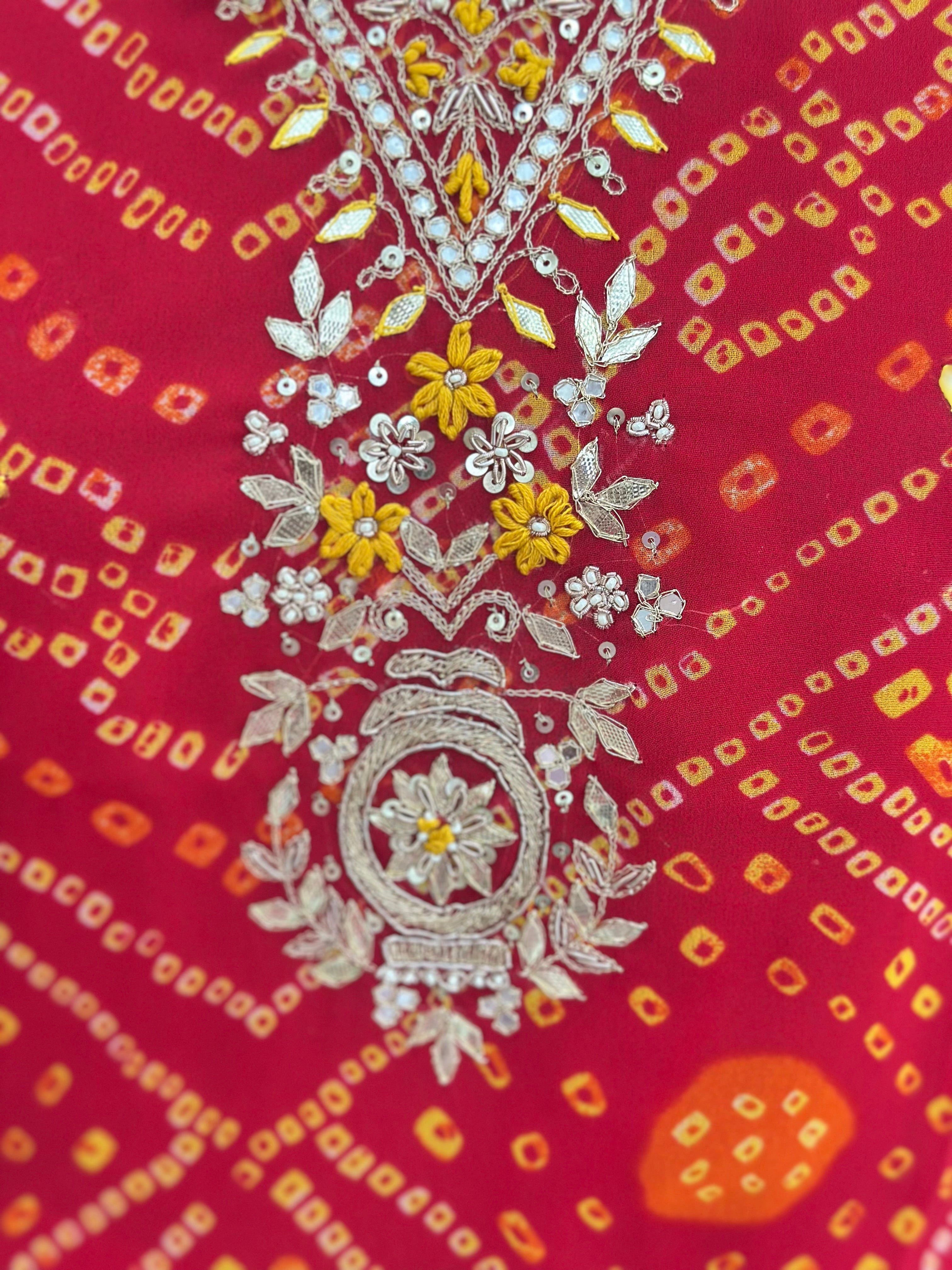 ❤️ Royal Bandhej Handwork Kurta Palazzo Set with Dupatta ❤️