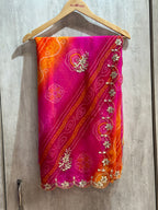 BHANDEJ PACHRANGI GOTTA PATTI HANDWORK SAREE