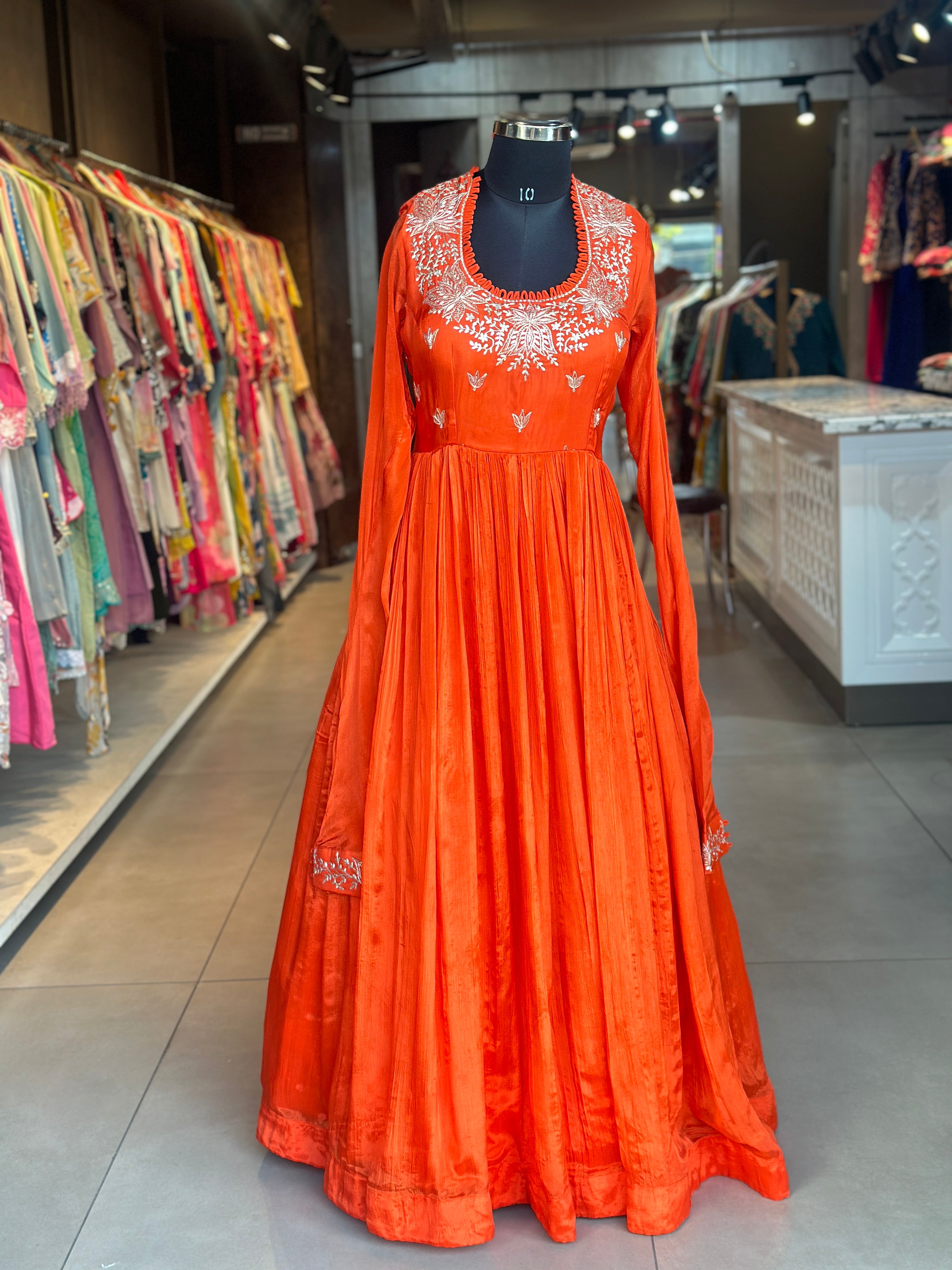 TRADITIONAL LONG GOWN IN HANDWORK