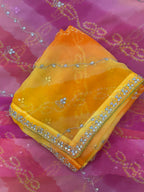 Rangriti Bandhani Georgette Saree with Stone Work Border