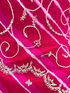 Traditional Rani Pink Handwork Gown with Dupatta