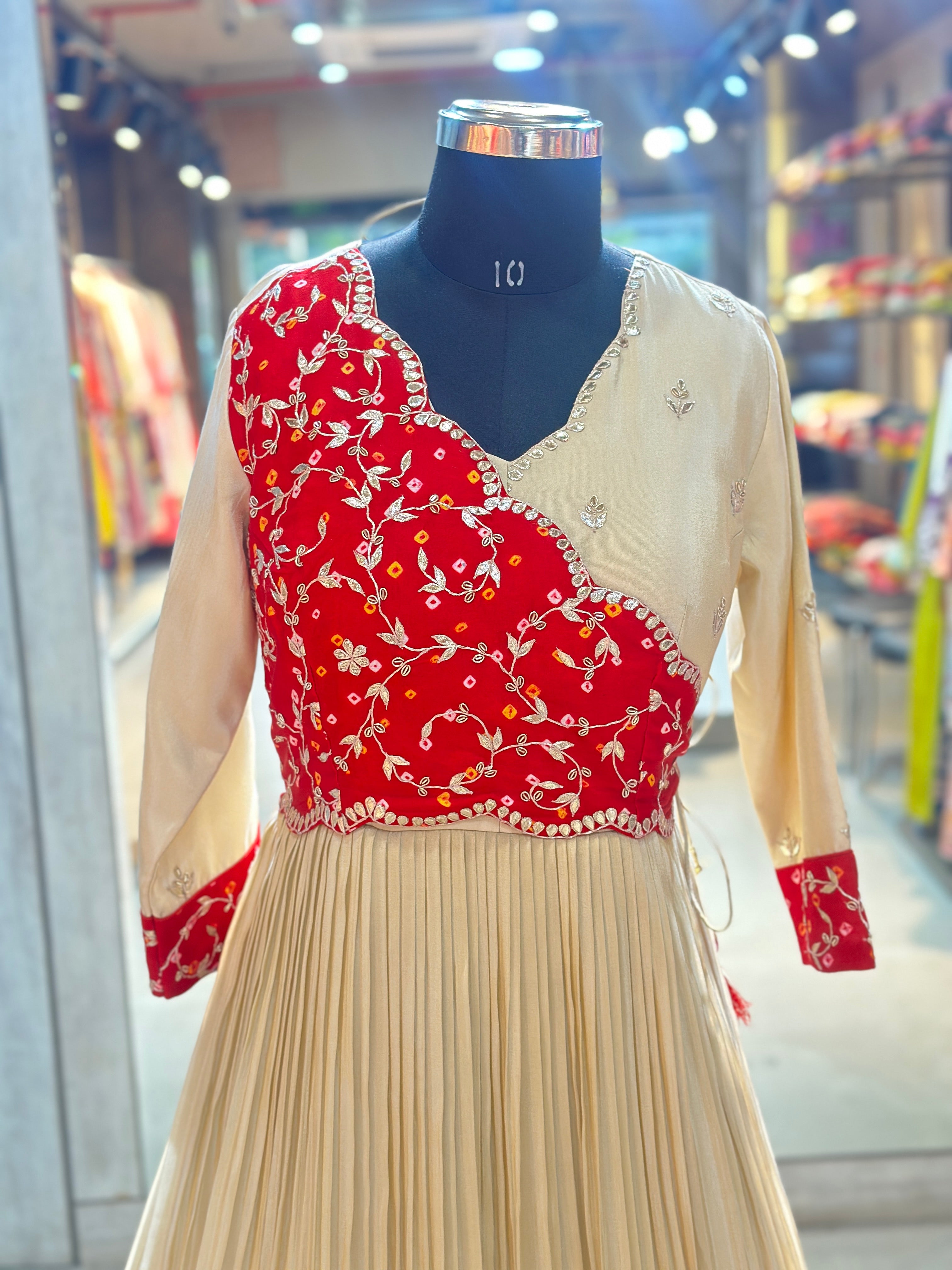 TRADITIONAL PURE ZARI TISSUE HANDWORK GOWN