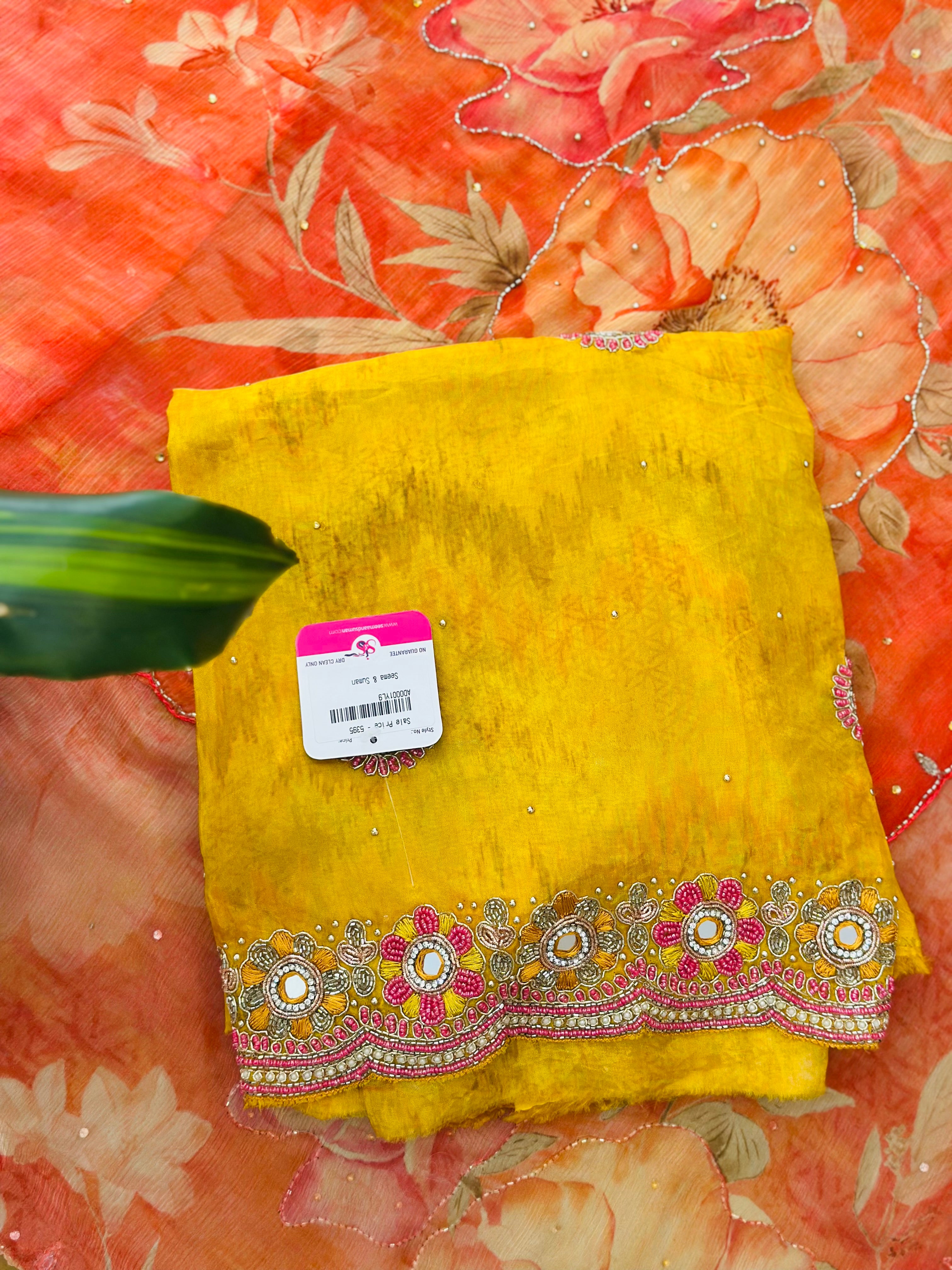 Pure Organza Handwork Suit Set (Unstitched)