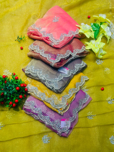 BEAUTIFUL SHADES OF HANDWORK SAREE