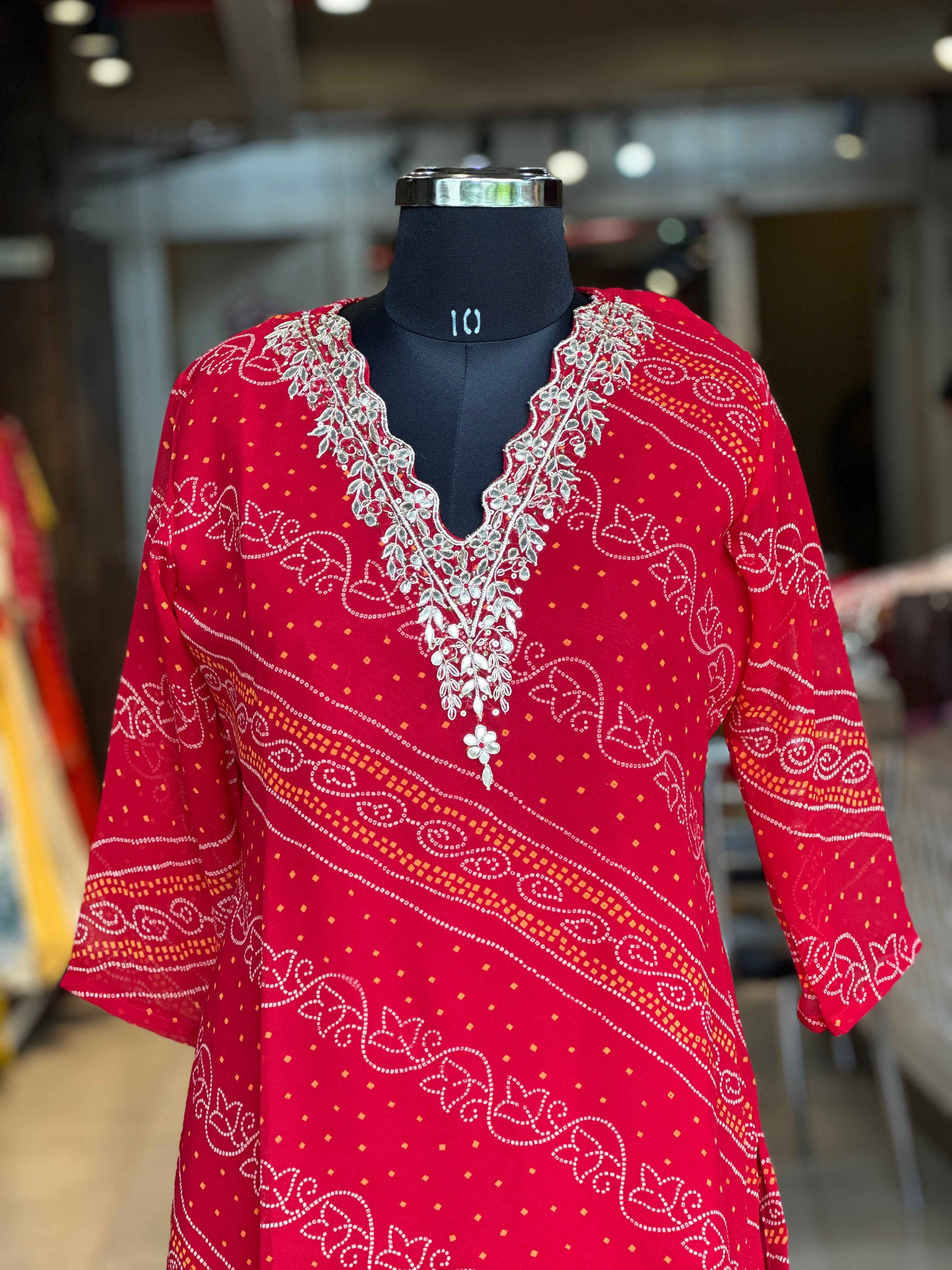 ZARDOSI HANDWORK BHANDEJ SUIT SET