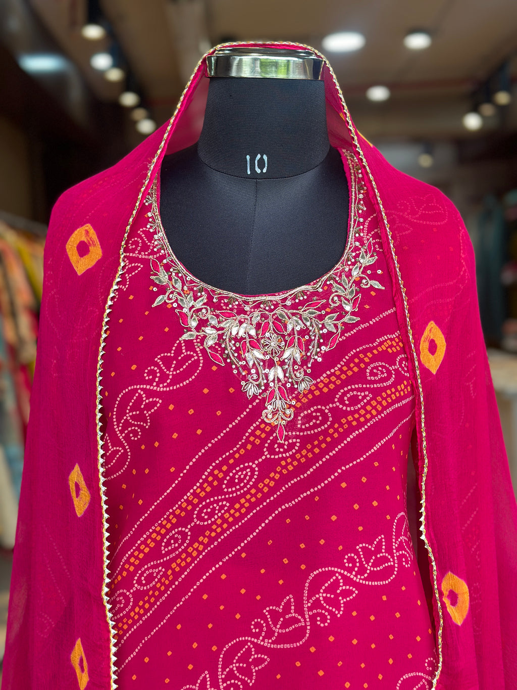 ZARDOSI HANDWORK BHANDEJ SUIT SET