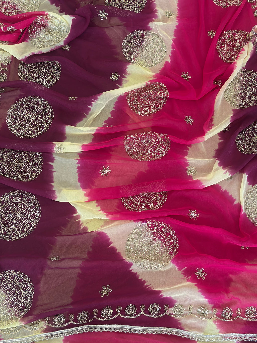 Premium Tie & Dye Chiffon Saree