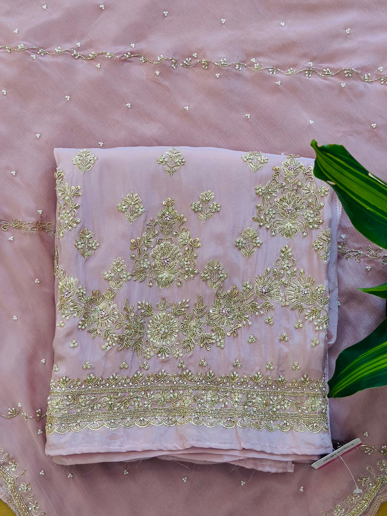 Premium Unstitched Crepe Handwork Suit