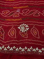 🌹✨Rani Bandhej Saree With Floral Gota Patti Handwork ✨🌹