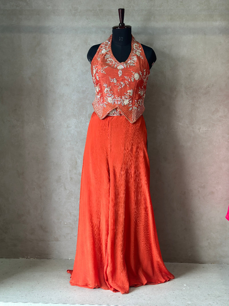 PREMIUM HALTER NECK INDOWESTERN SET