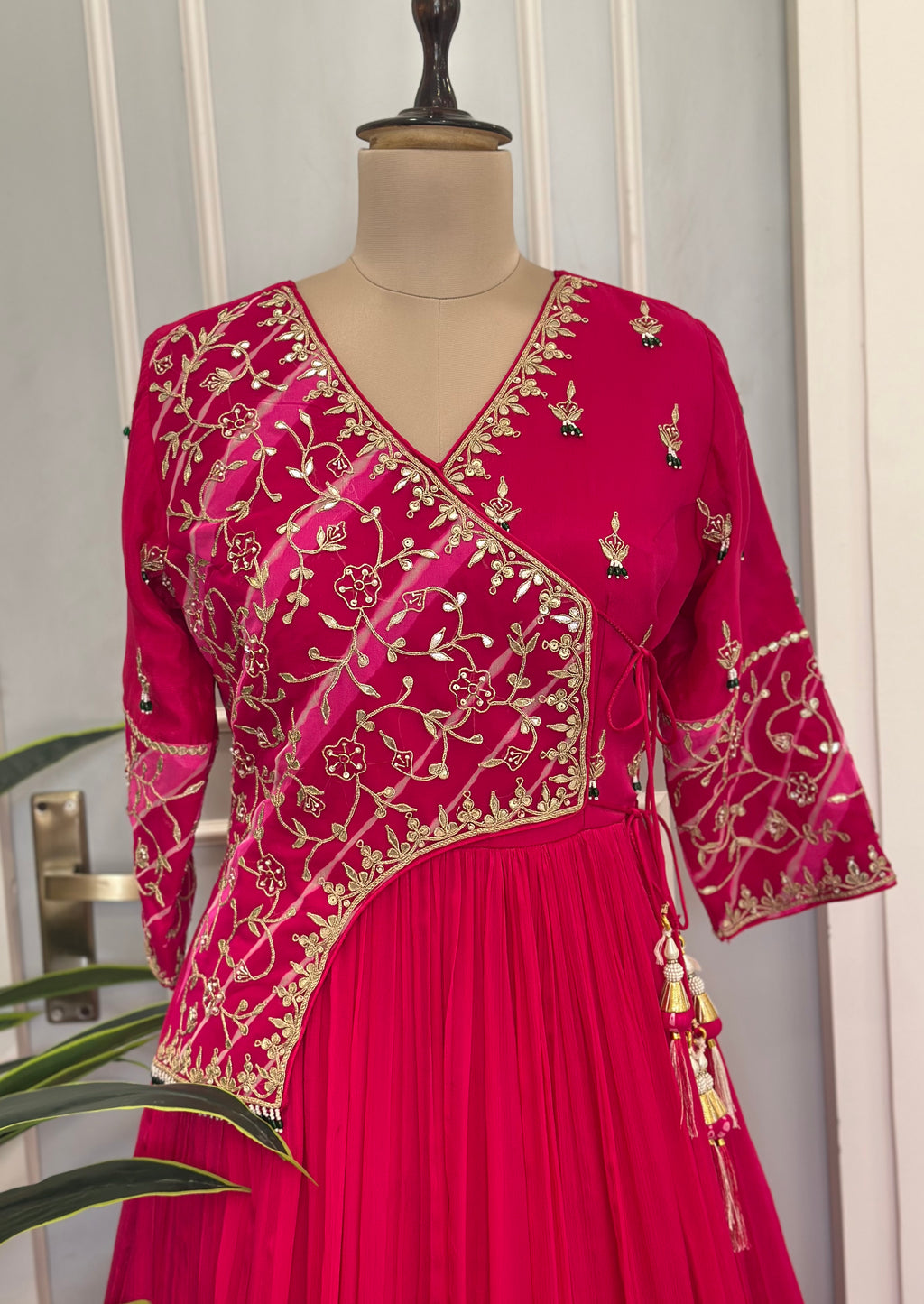 Angrakha Style Handwork Floor length Gown