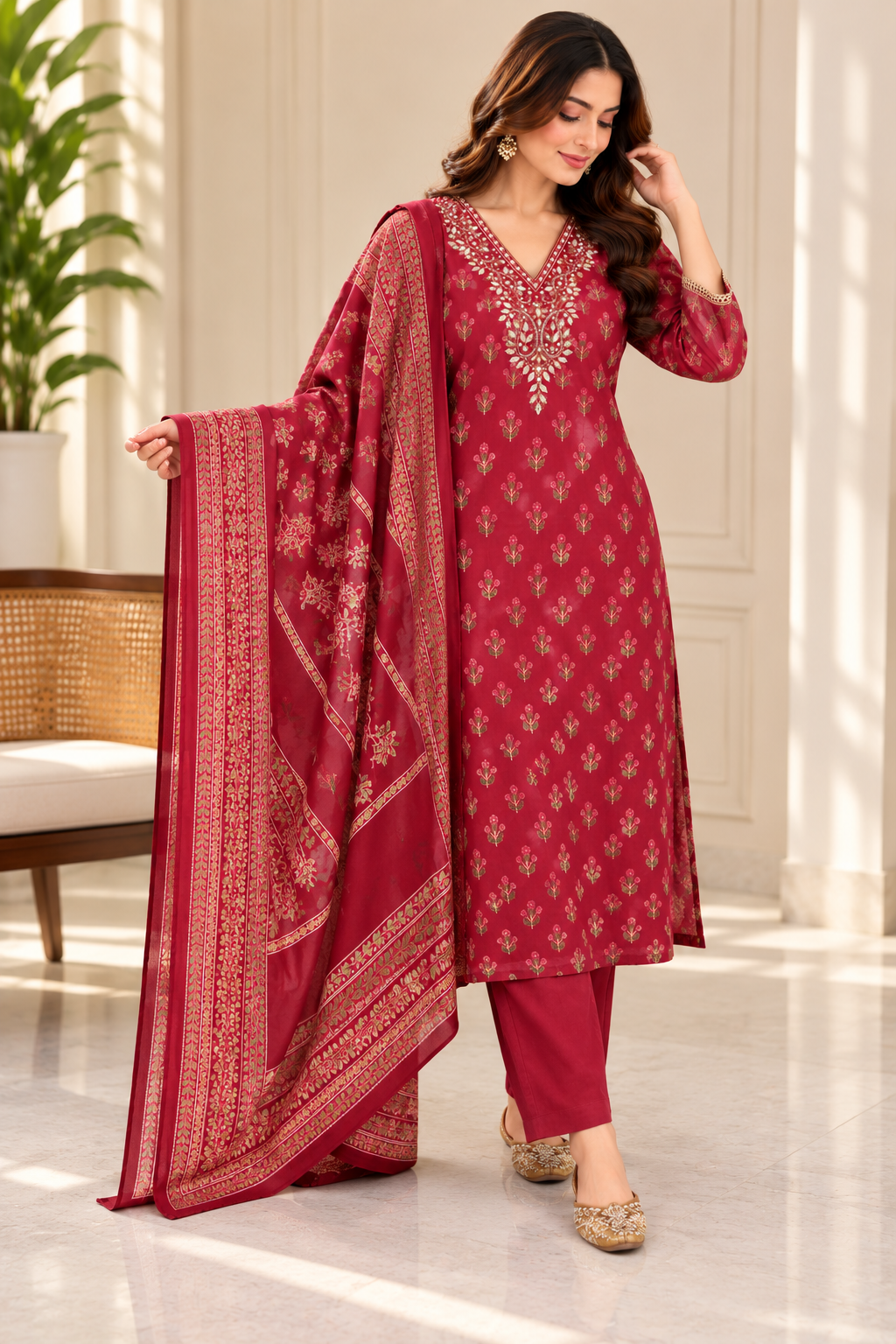 Floral Heritage Handwork Suit Se
