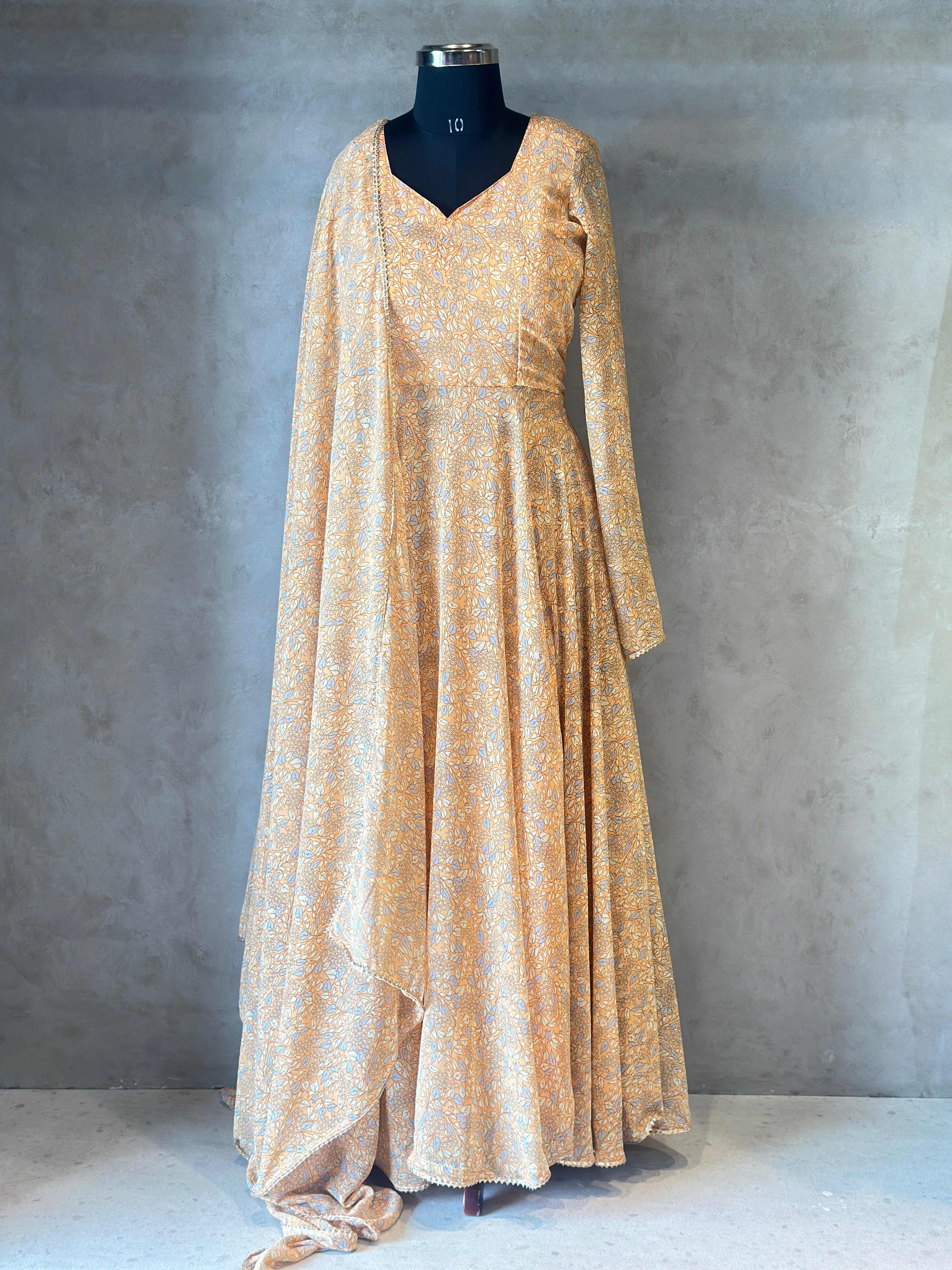 LONG FLORAL ANARKALI SUIT