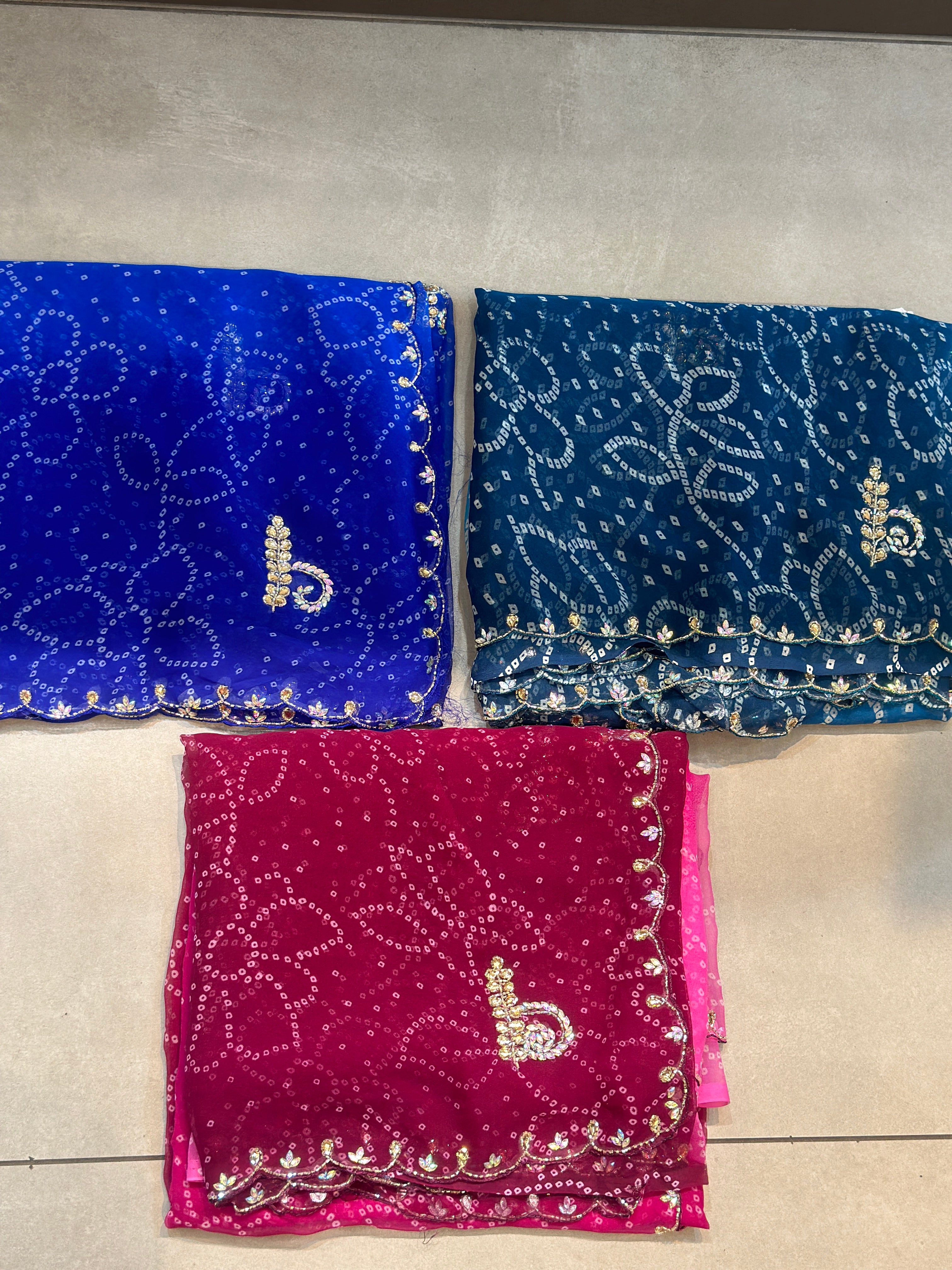 OMBRE HANDWORK BHANDEJ SAREE