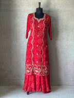 Bhandej Kurta Set With Flared Plazo