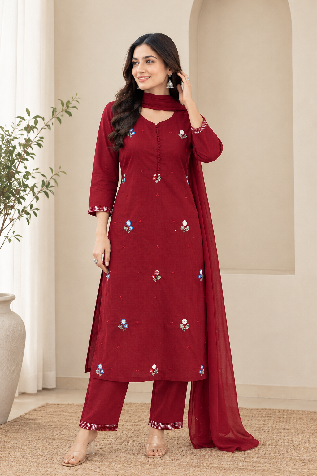 Graceful Floral Work Kurta Set