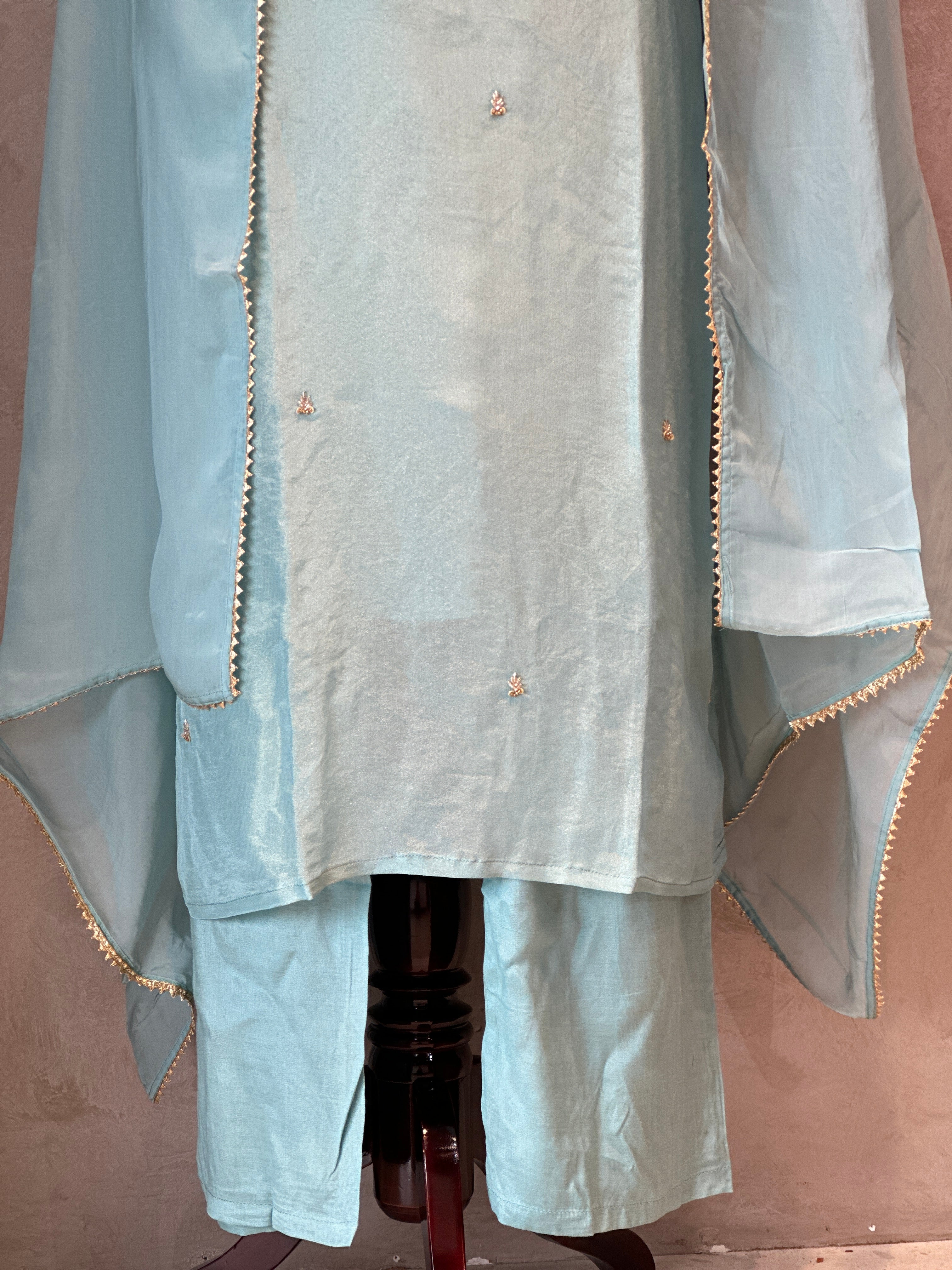 PURE ZARI TISSUE HANDWORK SUIT SET