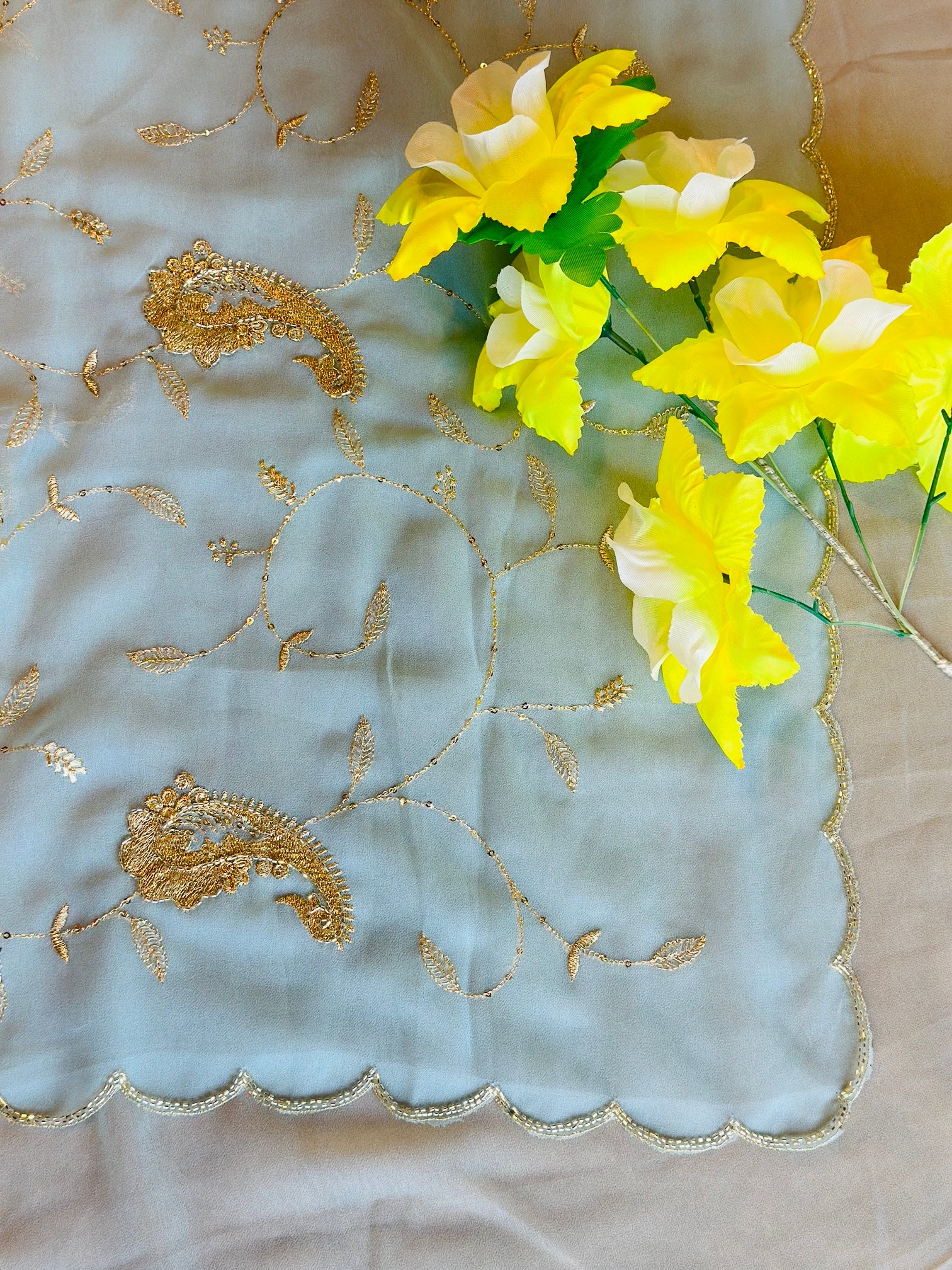 PURE GEORGETTE SAREE WITH PREMIUM HANDWORK