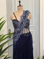 Elegant draping saree with exquisite handwork
