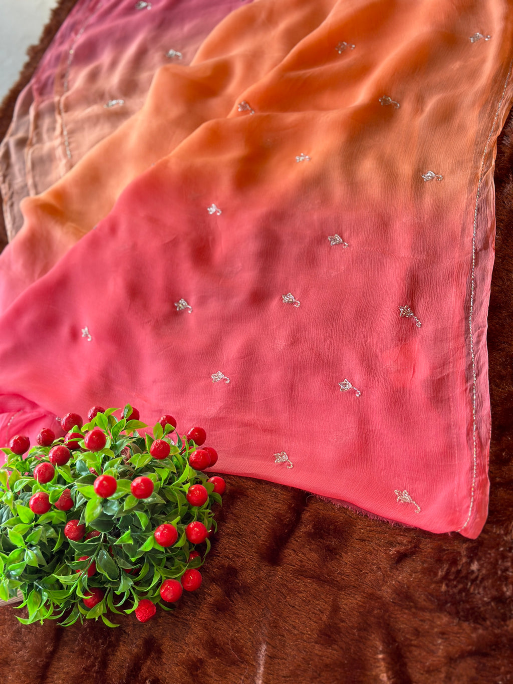 PREMIUM PURE CHIFFON HANDWORK SAREE