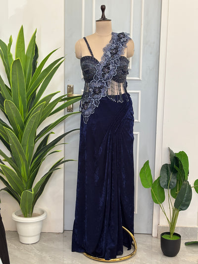 Elegant draping saree with exquisite handwork