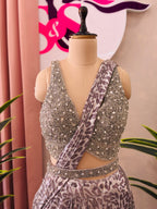 Premium Leopard Print Pre-Stitched Saree