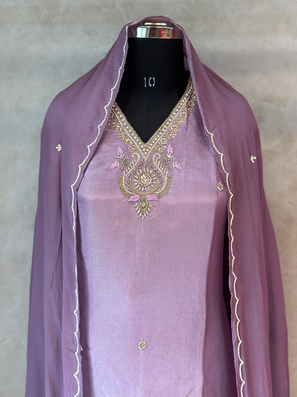 PURE ZARI TISSUE HANDWORK SUIT SET