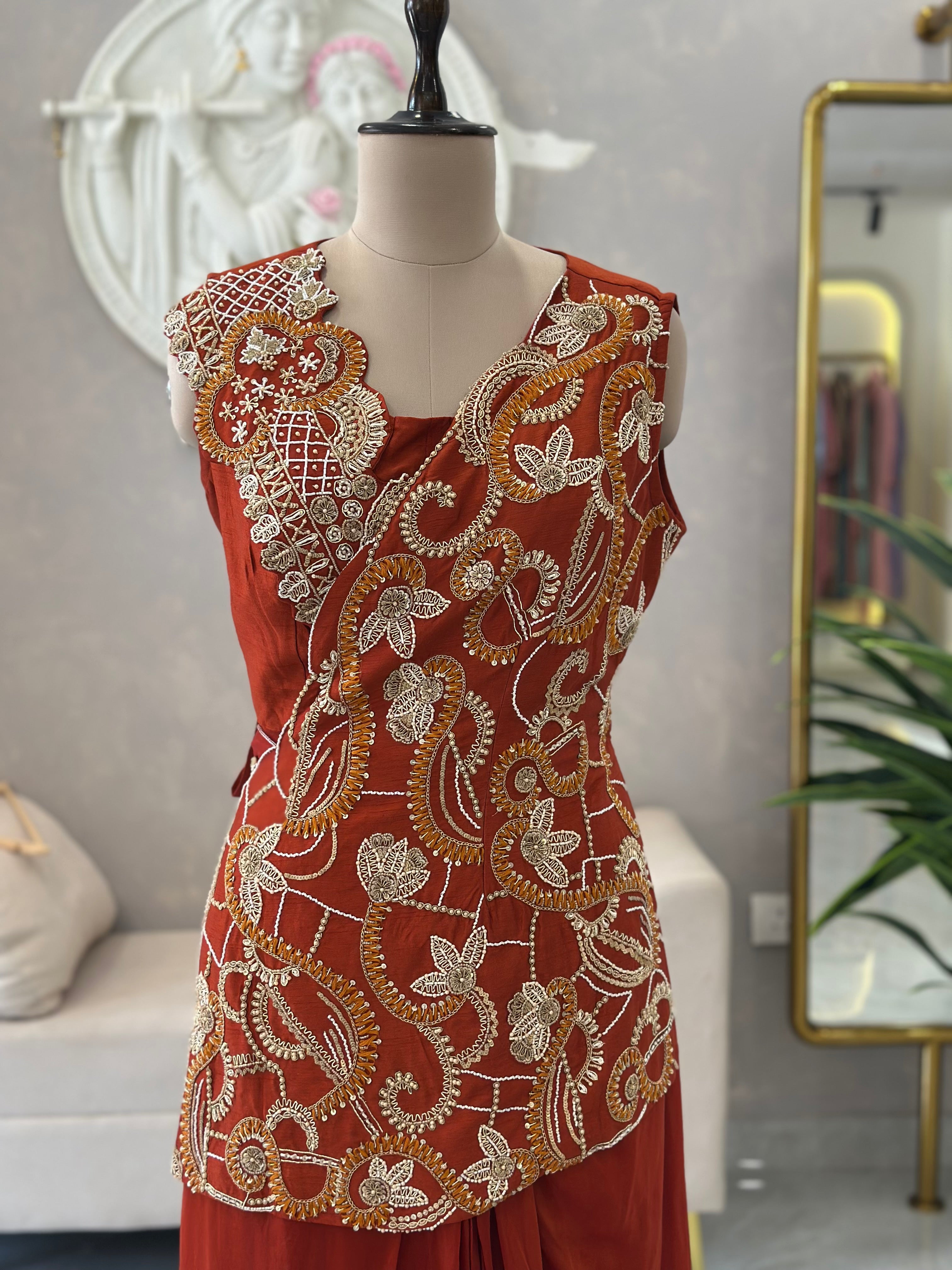 Rust Royal Handwork Drape Set