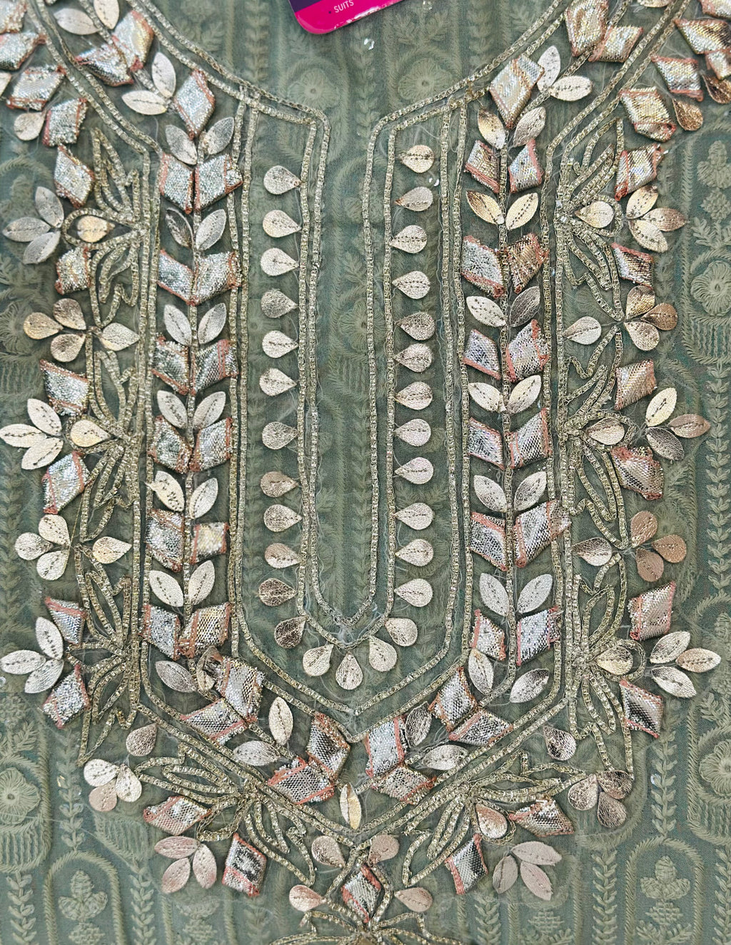 Classic Gota Patti Handwork Unstitched Suit Set