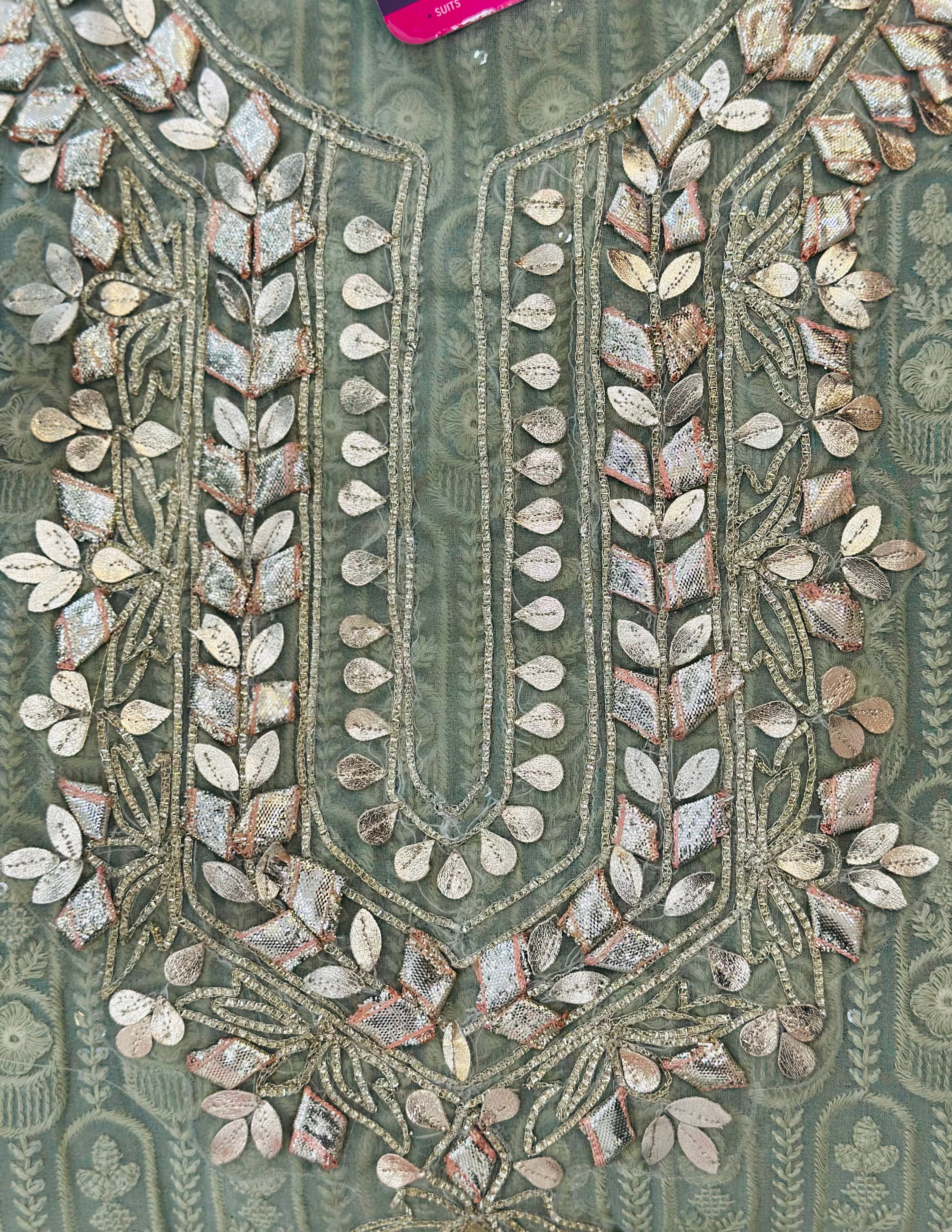 Classic Gota Patti Handwork Unstitched Suit Set
